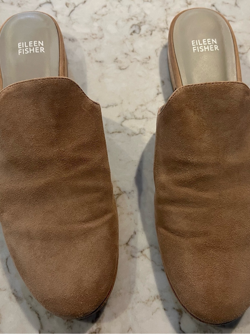 Eileen Fisher Women’s Suede Slip-on mule in tan